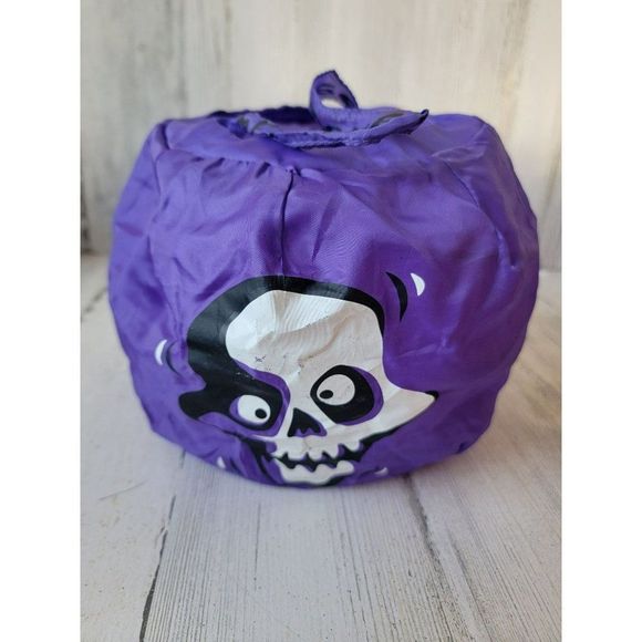 Halloween Purple candy pail bucket skull skeleton face - Picture 1 of 7